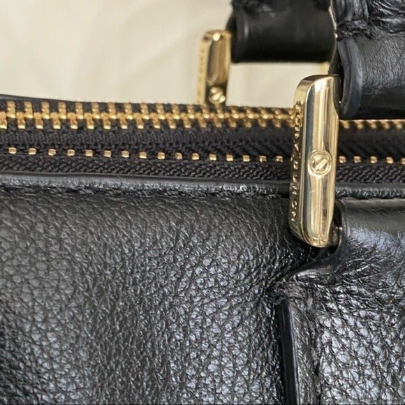 Tory Burch Thea Triple Zip Black Satchel Bag Purse Handbag - Picture 7 of 12